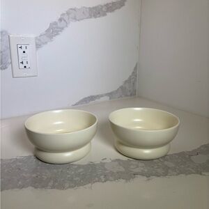 Set of 2 Cream Ceramic Bowls